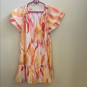 Elan Multicolor Women’s Dress with Flutter Sleeves